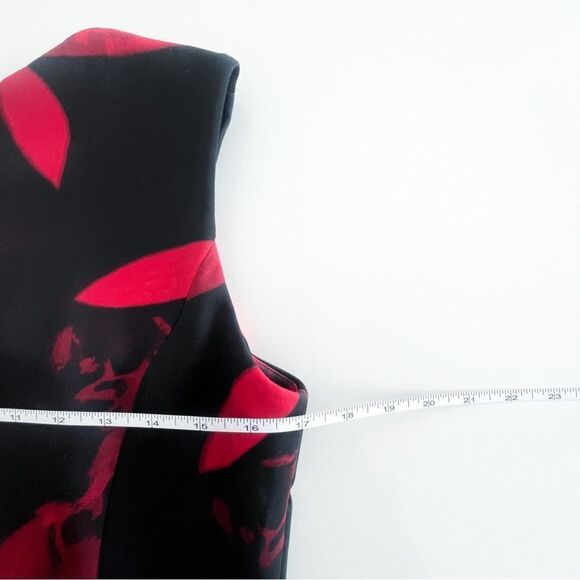 Jessica Dress Sleeveless Scuba Black Red Floral Women's 8 Stretch Back Zip - Picture 7 of 9